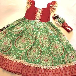 Mustard Pie Christmas themed dress. Size 10 with matching headband.